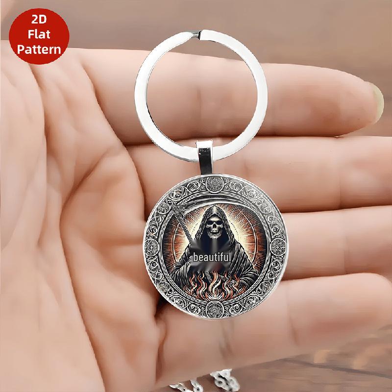 Grim Reaper Scythe Skull Keychain Pendant Accessories