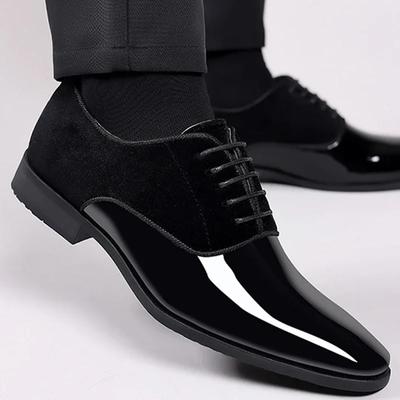 Klassische Herren PU Lacklederschuhe Lässige Businessschuhe Schnürschuhe Herren Formelle Büroarbeitsschuhe Party Hochzeit Oxfords Übergröße