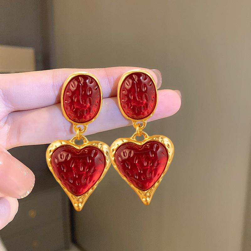 Vintage Heart Drop Earrings for Women Hyperbole Earring Party Jewelry Accessories Gift