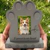Ornamento de Lápide para Animal de Estimação Pedra Memorial para Cachorro com Espaço Embutido para Cartão de Foto Borboleta 3D e Padrão de Pata Ornamento Comemorativo para Casa
