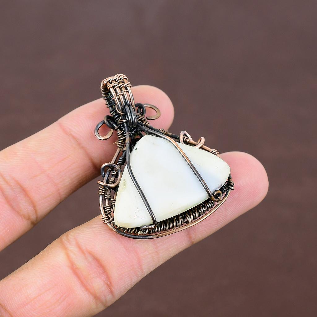 Pendentif Pierre Précieuse Améthyste Sauge Naturelle Fait Main Fil de Cuivre Enroulé 1,85" Z2k09