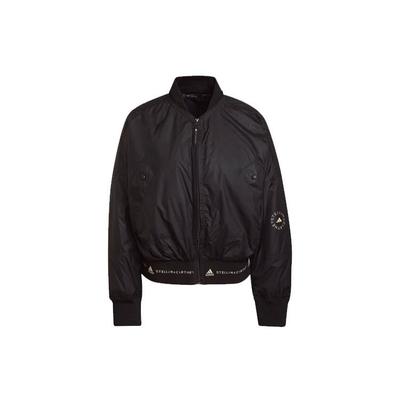 By Stella McCartney Women's Lightweight Recycled Polyester Bomber Jacket Long Sleeve Full Zip Casual Outerwear Black GS1393