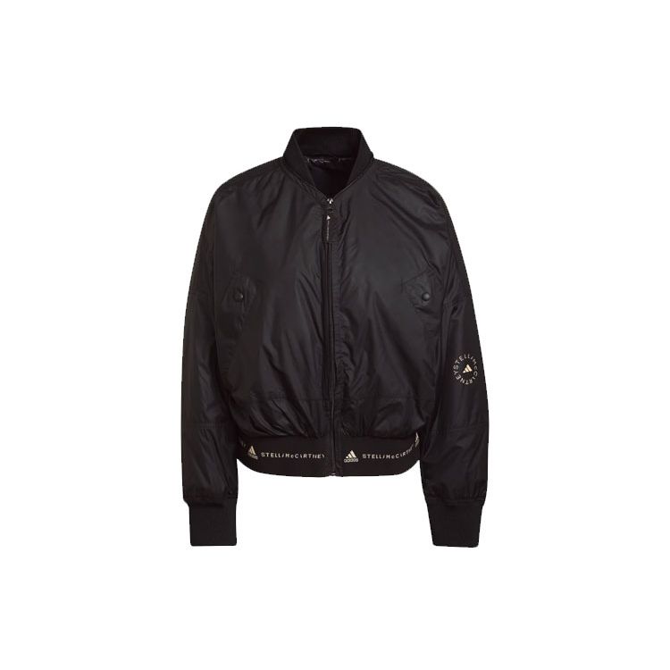 Adidas by Stella McCartney Women s Lightweight Recycled Polyester Bomber Jacket Long Sleeve Full Zip Casual Outerwear Black GS1393 XS