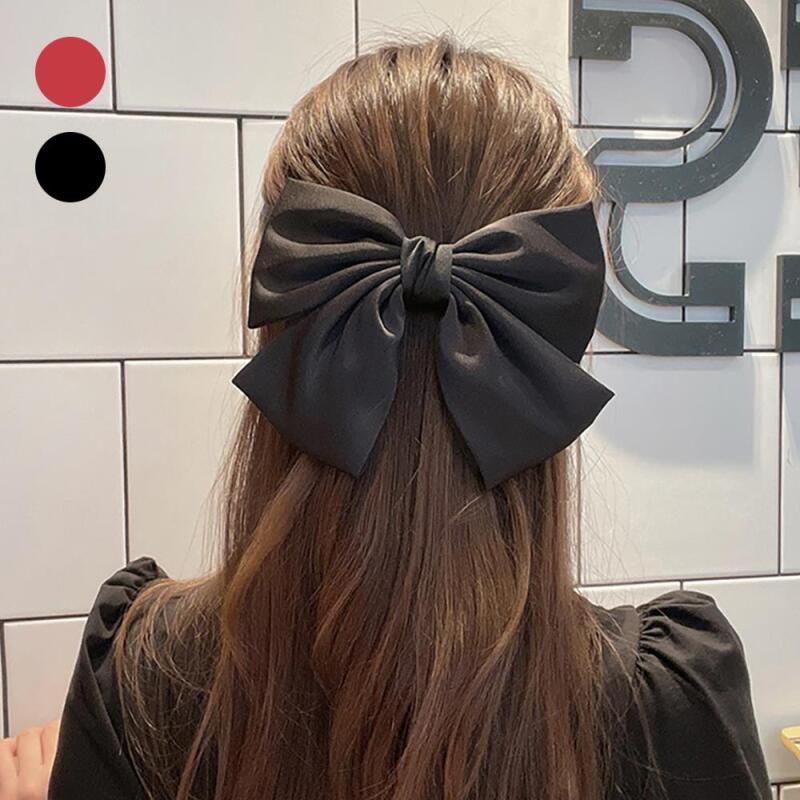 Micombe Spring Silk Big Ribbon King Ribbon Hairpin for Women black
