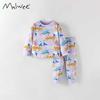 Girl Long Sleeves Homewear Suit Spring & Fall New Arrival Western Style Children's Round Neck Print Tops Pants Pure Cotton Two-piece Set