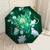 1pc Dragon Flowers Automatic Folding Umbrella 8 Rib Iron Frame,  Suitable for Travel, Daily Use, Birthday, Women & Men Gift C1231093