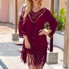 Trendy Ins-Style Backless Crochet Tassel Beach Skirt