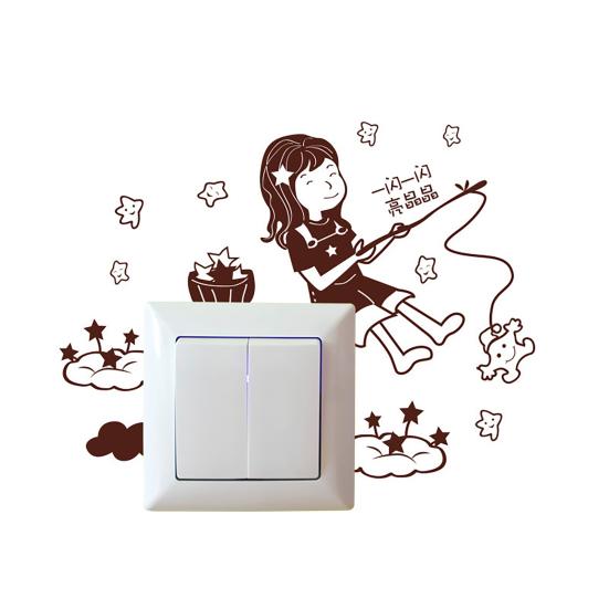 Abnehmbare Cartoon-Schalteraufkleber Niedliche Katze Hund Eule Lichtschalter-Aufkleber DIY Wandkunst Aufkleber für Kinder Wohnzimmer Büro Zuhause