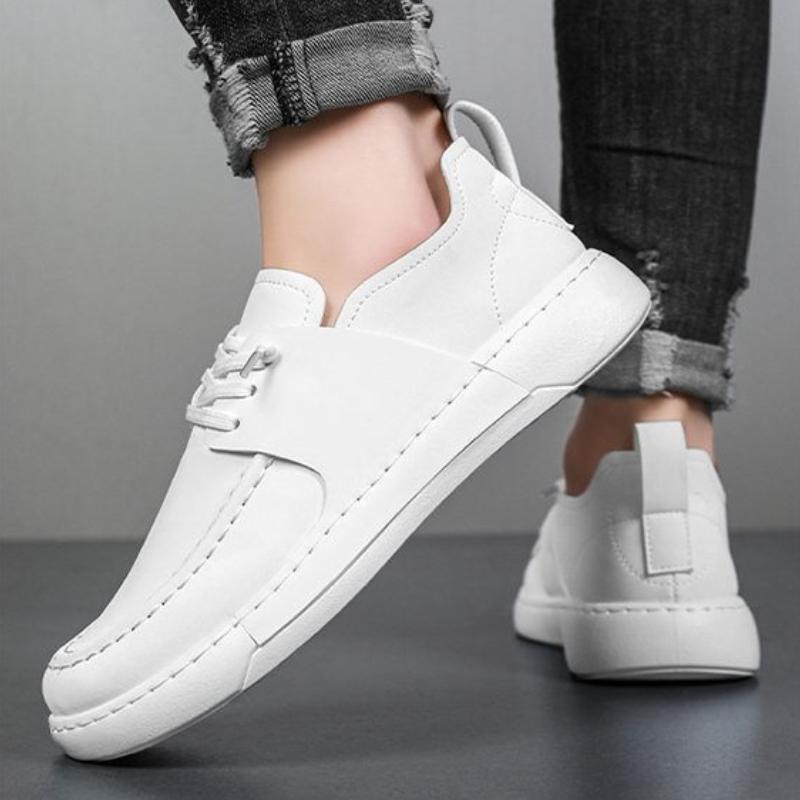 39-46 Size Men's Casual Shoes Luxury White All-match Vulcanized Shoes Trendy Comfortable Soft Leather Soft Sole Sneakers 2025