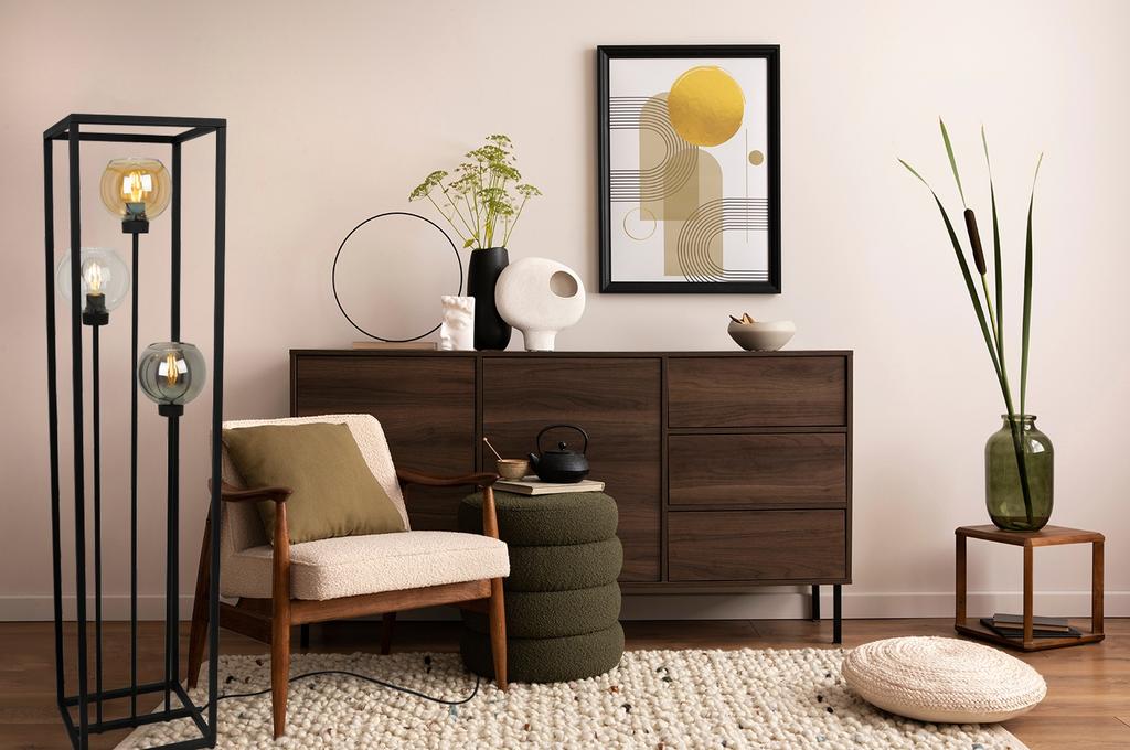 Stehlampe, Stehend, Metallschirm, Schwarz, 130 cm