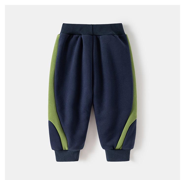 Boys Korean Style 2025 Sports Velvet Hoodie and Trousers Set