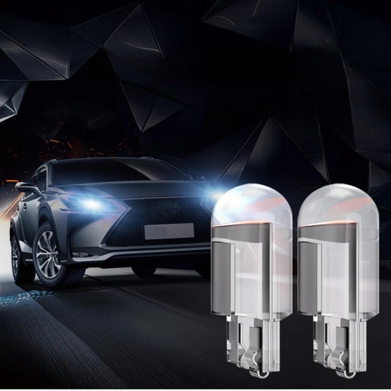 10PCS W5W Led T10 Car Light COB Glass 6000K White Auto Automobiles License Plate Lamp Dome Read DRL Bulb Style 12V