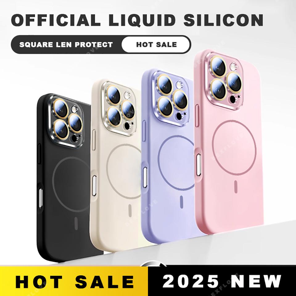 Official Liquid Silicone Magnetic Phone Case For iPhone 16 15 14 13 12 11 Pro Max Plus SE For Magsafe Charge Protector Cover