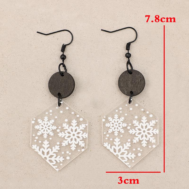 Geometric Snowflake Acrylic Christmas Earrings