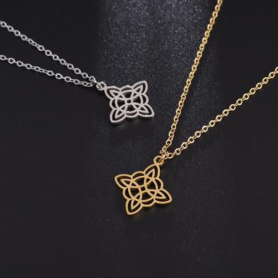 Fashion Trend Creative Design Hollow Witch Knot Stainless Steel Pendant Womens Necklace Classic Charm Jewelry Gift