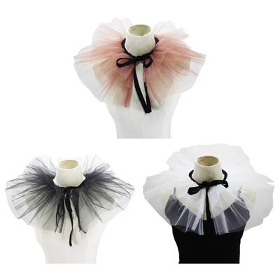 Elizabethan Tulle Ruffled Collar Victorian Neck Piece Ruff Detachable Collar