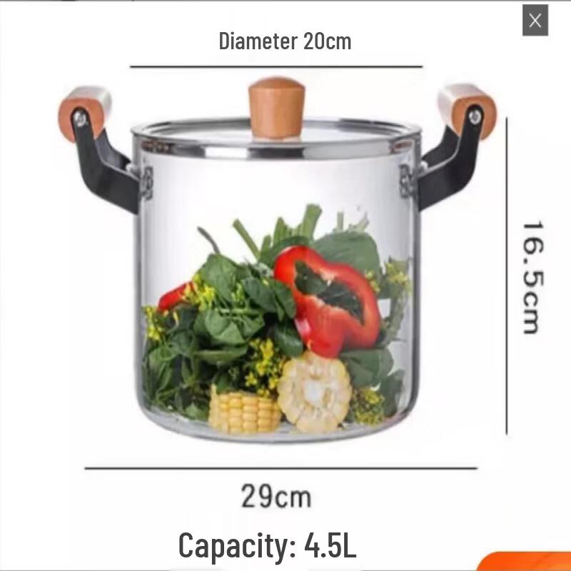 

ZISIZ Double-Handled Glass Cooking Pot