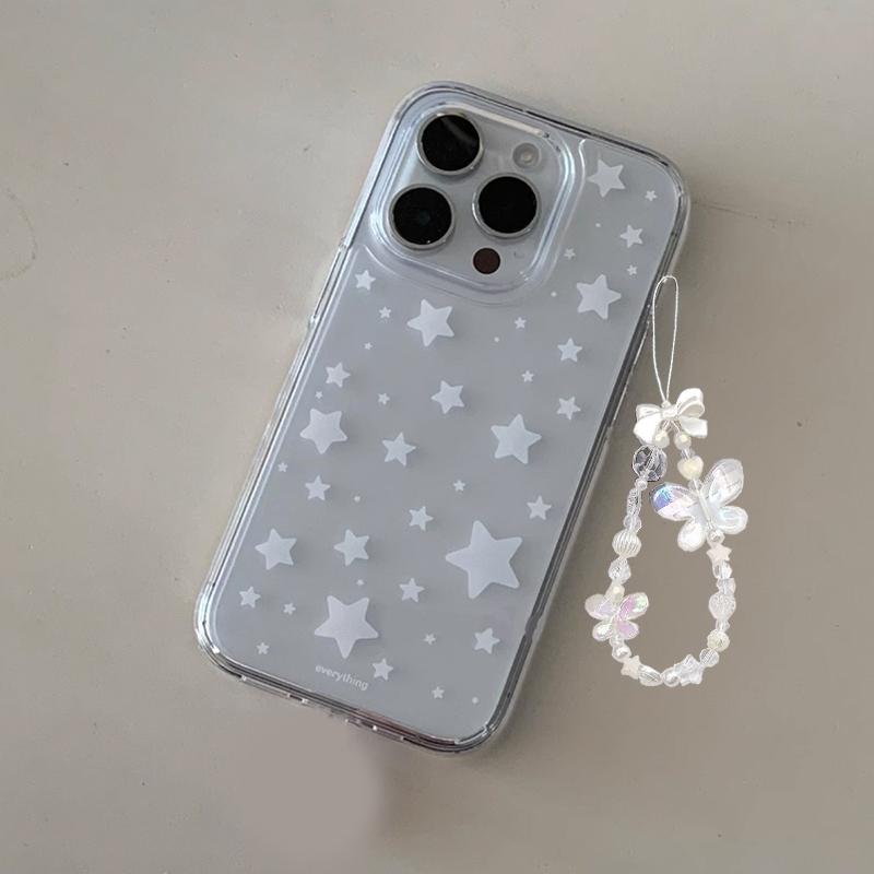 Mode Korea INS Vita Stjärnvingar Fodral för iPhone 16 Pro 15 14 13 12 11 Promax Plus Lyxigt Högkvalitativt Minimalism Baksidesfodral