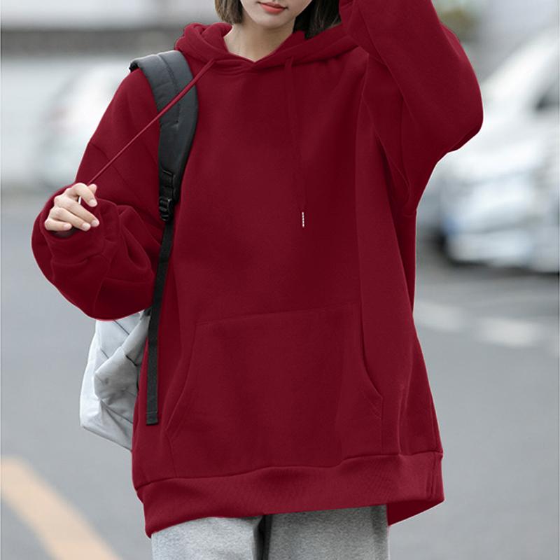 

ZANZEA Женские повседневные толстовки с длинным рукавом M красный