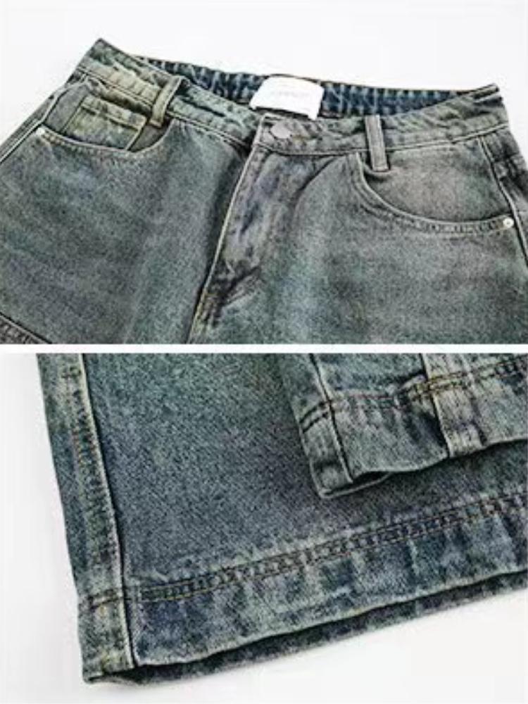 2000s Y2k Vintage Baggy Kalhoty Ženy Retro Široké Leg Džíny Kalhoty Korejské Streetwear Běžné Oversize Prané džínové šortky Léto