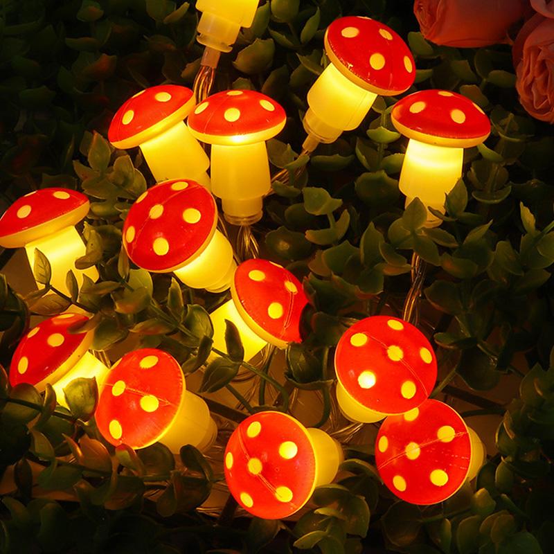 10LED LED Garland 150CM Fairy Lights Home Party Decoration Mushroom Waterproof Warm White Battery Powered String Lights