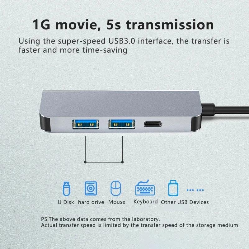 Usb-C Hub 8In1 Type C Adapter Multiport Usb3.0 Pd Charging Port Tf Sd Card Reader Mobile Phone Tablet Converter