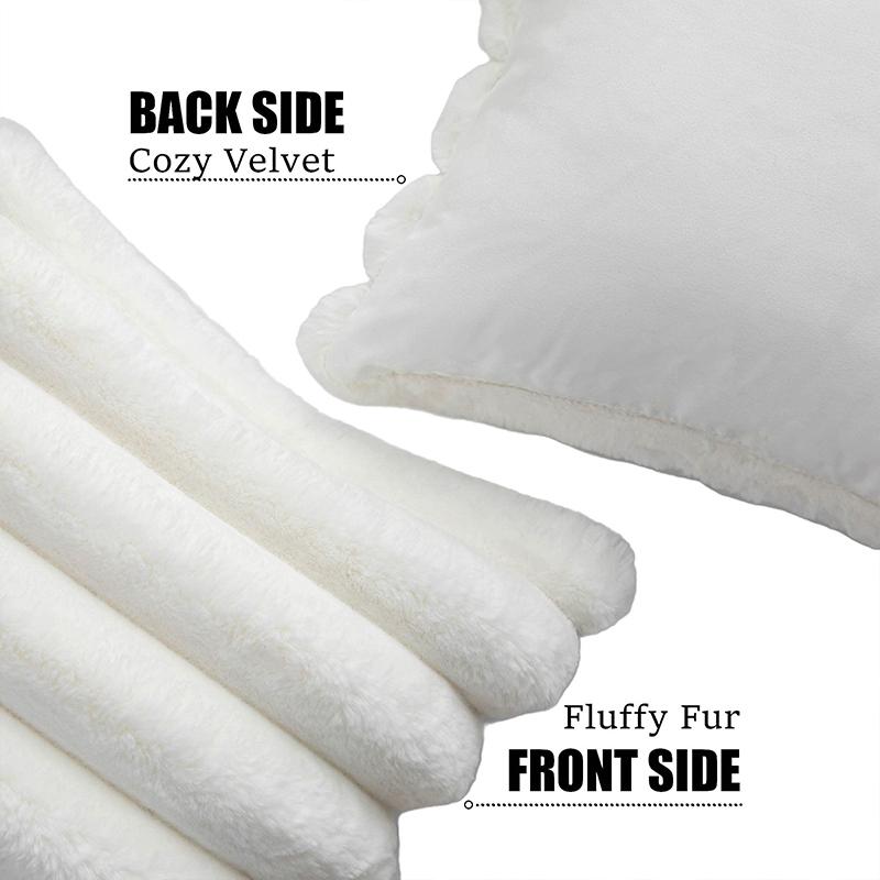 Faux Fur Pillow Covers Cozy Gentle Striped Ornamental Throw Pillow Covers Velvet Empty Pillowcase Cushion Case For Sofa Couch