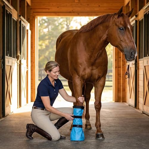 Horse Soaked Boots With External Activity Pads And Two Elastic Bands