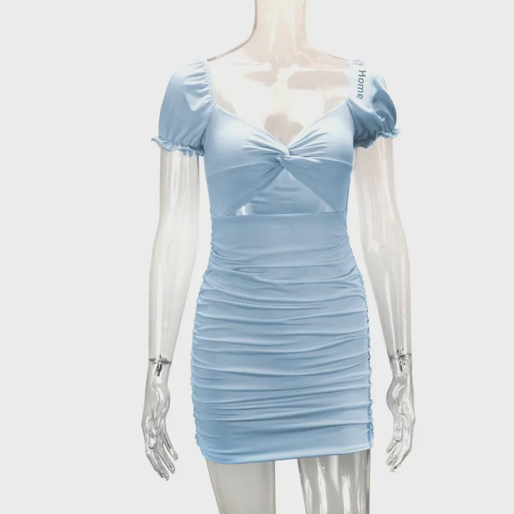 2025 Elegantes Hohlplissee-Puffärmel-Hüftkleid - Europäischer & Amerikanischer Stil für Frauen