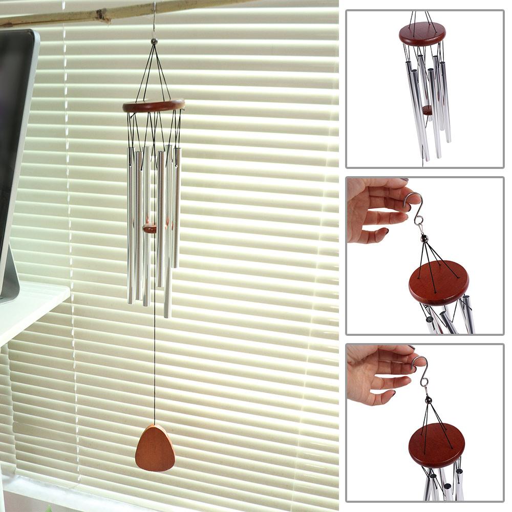 6 Tubes Metal Aluminum Wind Chime Large Wind Bell Pendant Wall Hanging Bells  Home Decoration