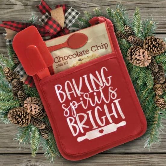Christmas Oven Mitt with Storage Pocket Heat-Resistant Pot Holder