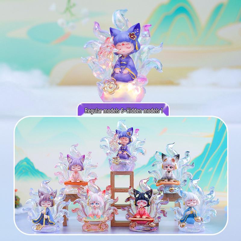 Qingqiu Nine-Tailed Fox Blind Box Figurine - Trendy New Year Gift & Desktop Decoration