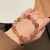 Natural Strawberry Crystal Bracelets For Women Light Luxury Pink String Beaded Elastic Bangles Party Jewelry Gift