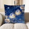 2D Starry Night Lantern & Peony Pattern Pillow Pattern Cushion Cover Suitable For Sofa Bedroom Car Pillow Cover