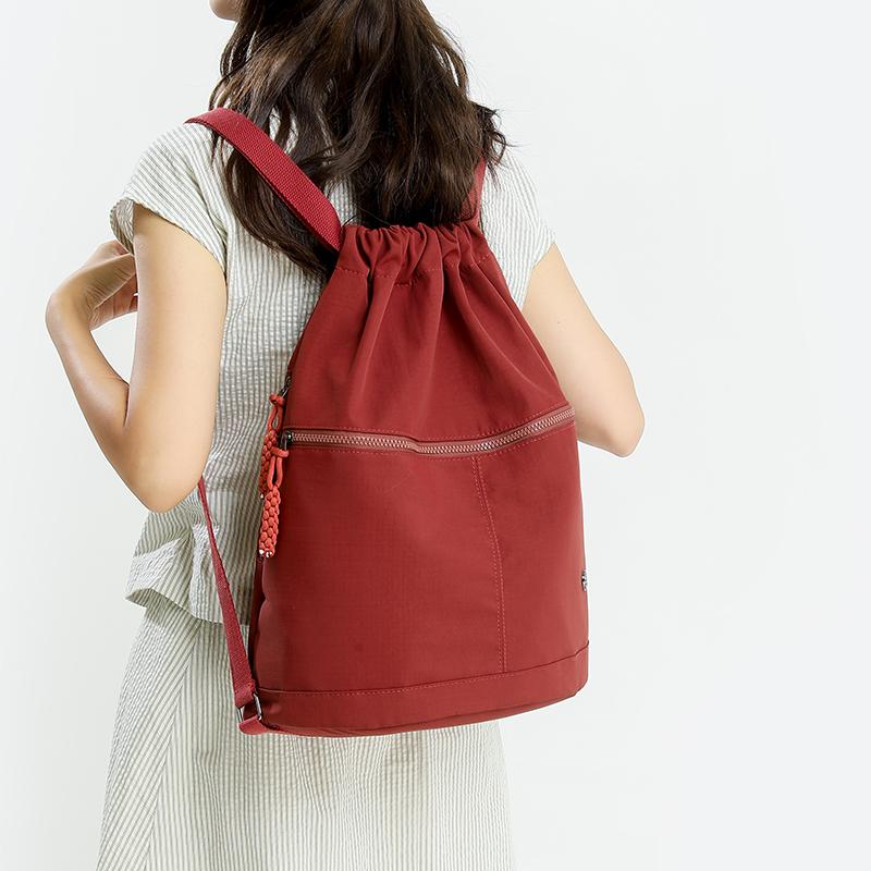 Lightweight Drawstring Pocket Solid Color Sports Backpack Women's Large Capacity Fitness Drawstring Backpack