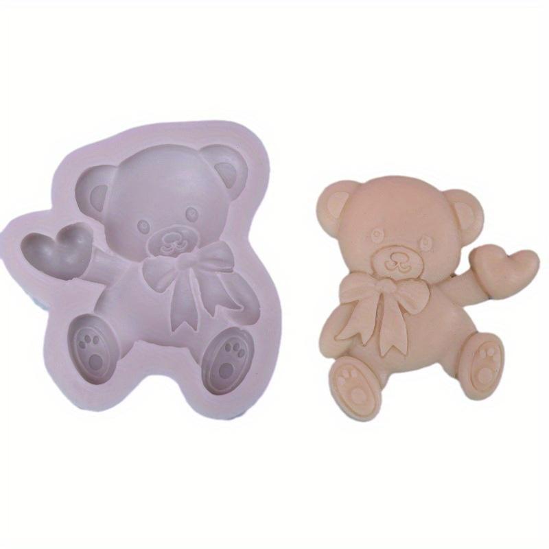 1pc Silicone mold for baking cakes and handcrafted candles with a cute heart-shaped bear design