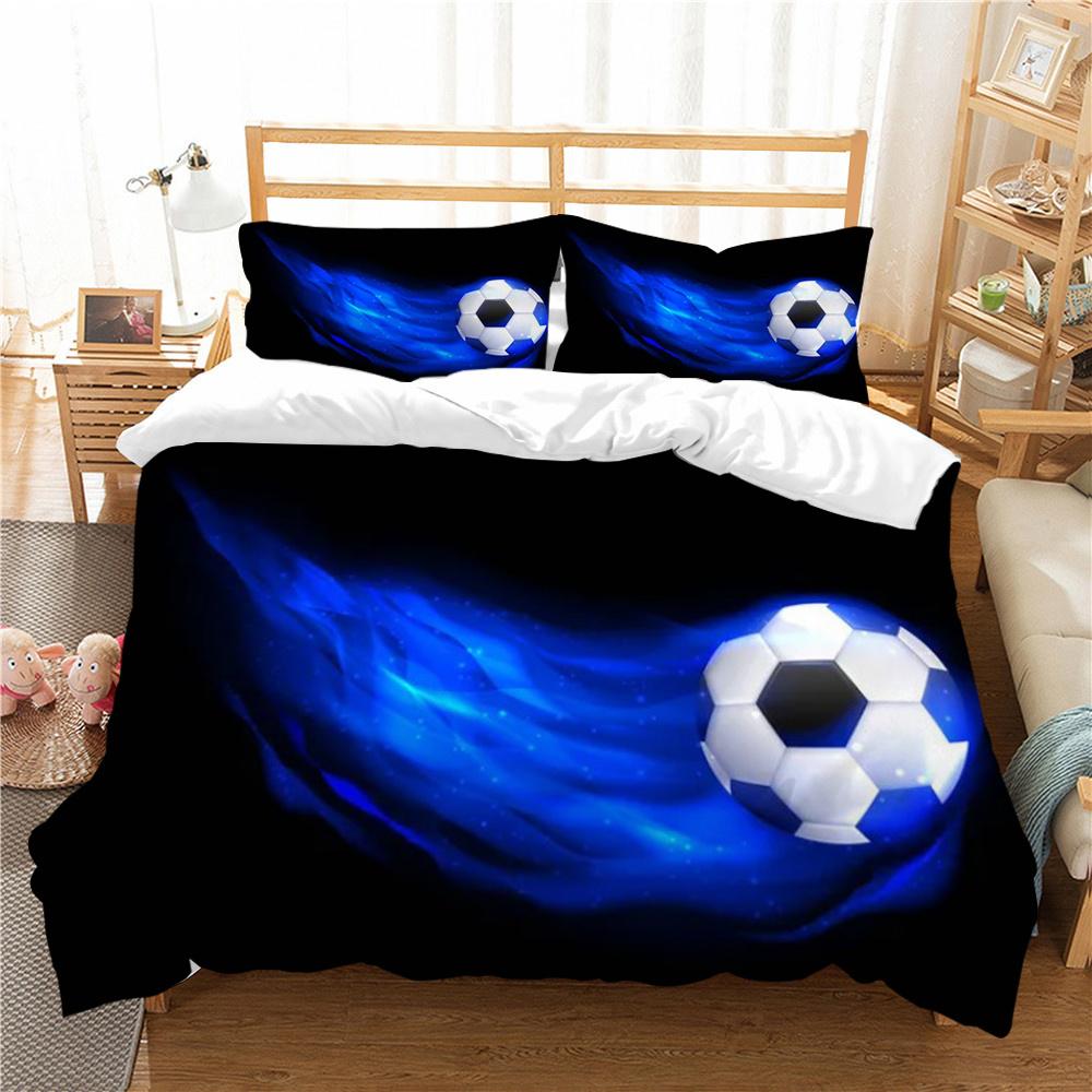 Costum de pat cu imprimeu 3D de fotbal Lenjerie de pat Husă de pilota Lenjerie de pat pentru acasă Cadou pentru copii Consolat din microfibră Husă de pilota respirabilă