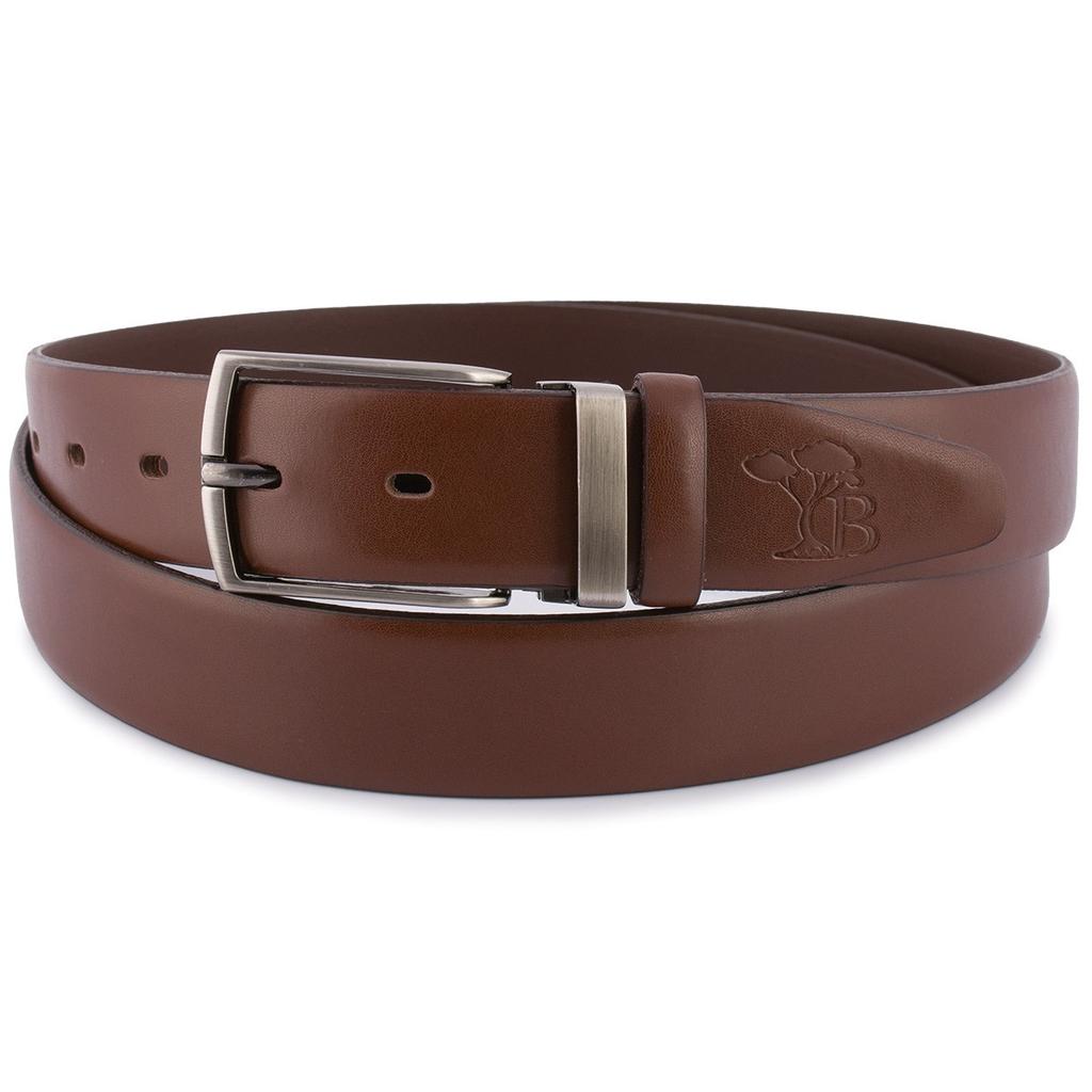Pasek męski skórzany premium 3,5 cm casualowy brązowy skóra lico Beltimore brązowy E37 : Kolory - brązowy, beżowy, Rozmiar pasków - r.85-100 cm