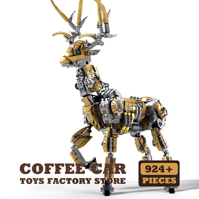Mechanical Animal Building Bricks MOC Set Mech Dragon Blocks Children Toys Mecha Elk 3D Model Adult Boys Kids Birthday Gifts NEW