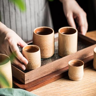 Bambusbecher Home Japan Stil Natürlich Geschnitzte Wasserbecher Tee Bier Kaffee Saft Trinkbecher Handgemachte Holztasse