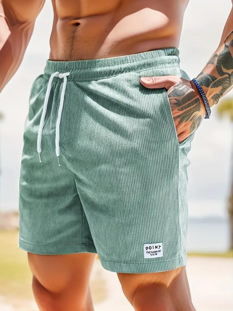 Pantaloncini Sportivi da Uomo in Velluto a Coste Monocolore con Lacci 2026