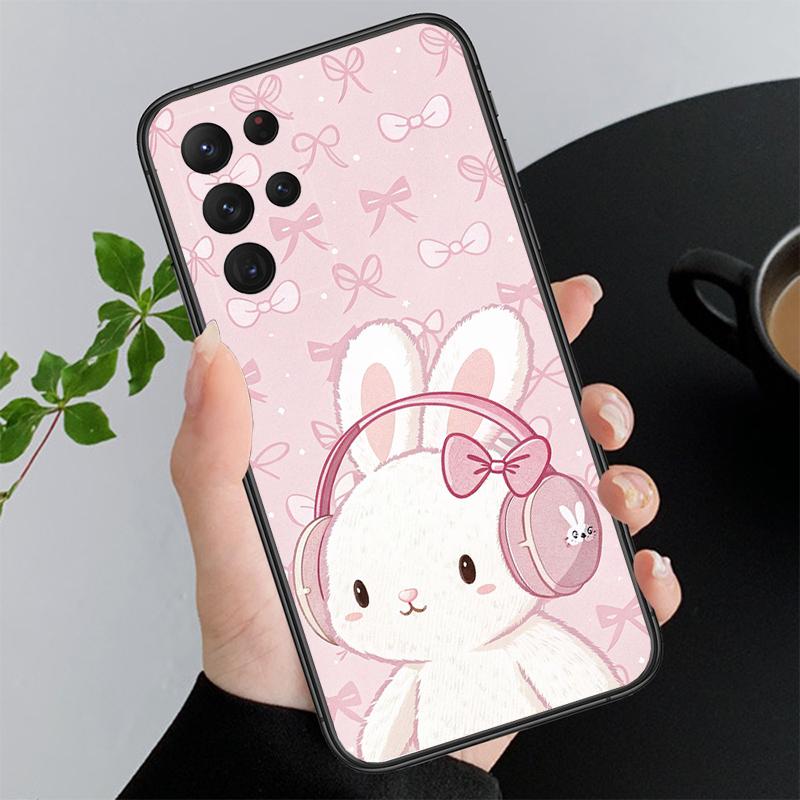 Cute Rabbit Cartoon Funda Phone Case For Samsung Galaxy S25 S24 S23 S22 S21 Ultra S24 S23 S22 S21 S25 Plus S24 S20 FE