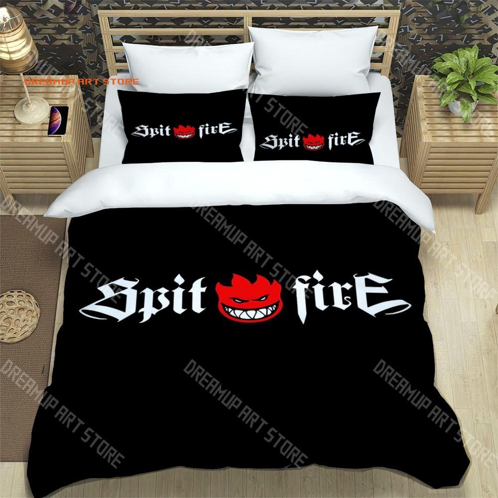 S-Spitfire Fashion Trendy Print Three-piece Set Suitable For Kids Or Adults Quilt Cover Pillowcase Bedding Set Birthday Gif