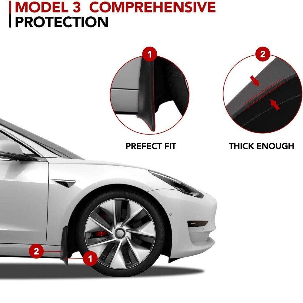4 Pcs Car Fender Mud Flaps Splash Guards Mudguard Parts for Tesla Model