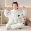 Girls Winter Warm Coral Fleece Hooded Pajama Set With Cat Print Thick Flannel Sleepwear Ages 8