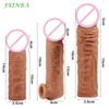 FXI 14-27cm Realistic  Sleeve Extender  Sleeve Dick Enlargement Delay Ejaculation Reusable Condom Men Sex Toys