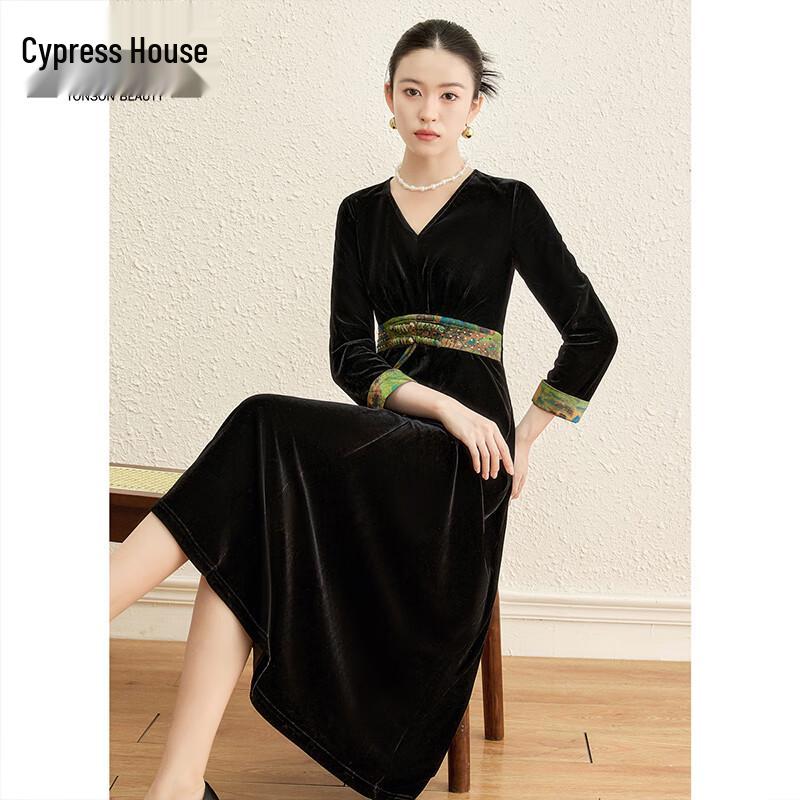 

Женское платье миди с V-образным вырезом в новом китайском стиле Sibaisha S