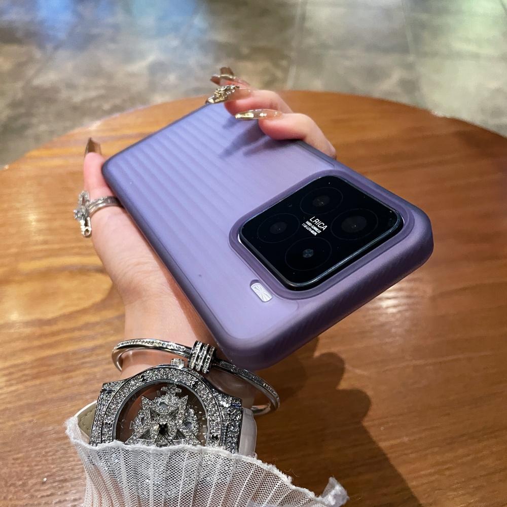 Rugged Armor Matte PC Corrugated Phone Case For Xiaomi 15 14 13 Pro 15Pro 14Pro Shockproof PC Stripes Business Translucent Cover