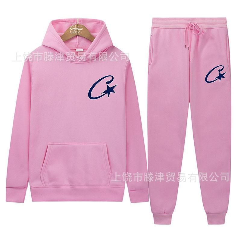 Trendy Corteiz Devil's Island Hoodie Street Hip Hop Sports Pants Casual Versatile Set