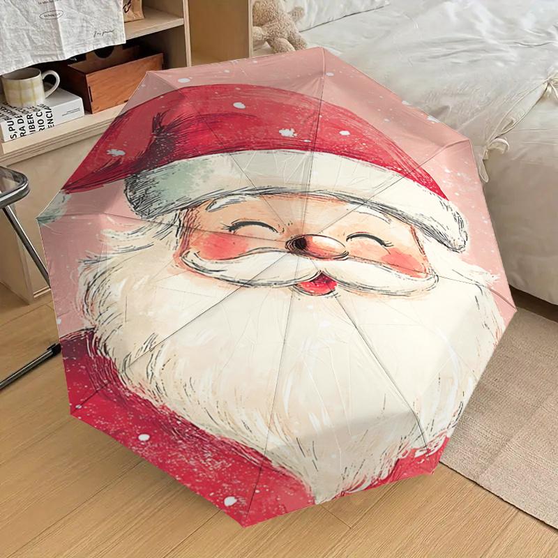 Santa Claus Christmas Festival Gift Umbrella - Automatic Opening & Closing, Foldable Design, Iron Frame, Outdoor Use, Suitable for Fans, Tra